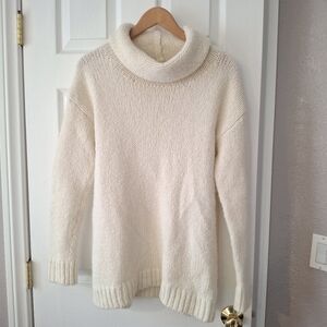 Lauren Ralph Lauren Cowl Neck Sweater Knit Cream Wool Blend Women M Cozy Soft